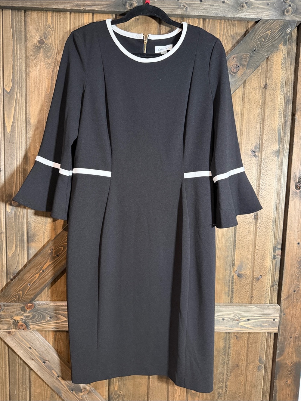 Calvin Klein Black Sheath Dress with White Trim